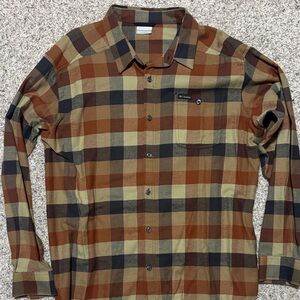 Columbia Men's Rust, Olive & Black Plaid Button-Down Shirt